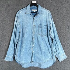 Denim Forum Aritzia The 80s Comfy Denim Oversized Button Up Shirt - Women's Sz S